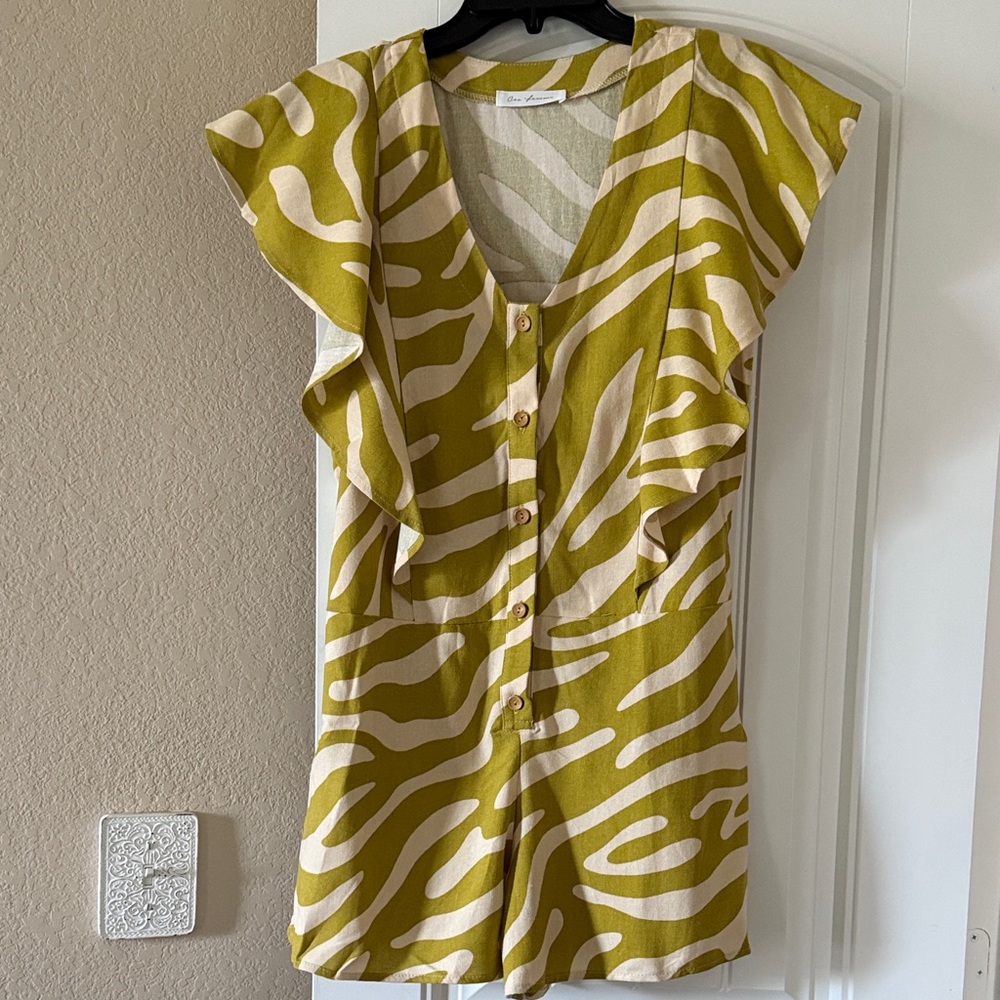 Ces Femme Safari-Inspired Romper in Olive and Cream